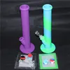 Silicone Bongs Water Pipe Oil Rigs hookah 14" Height 14.4MM Joint with glass downstem bowl silicon mats 5ml silico jars