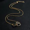 Everfast 10pc/Lot Fashion Love Heart With Cat Pawprint Pendant Necklace Simple Chain Necklaces For Charm Women Girls Gift EFN018-A