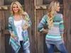 Partihandel-Ny Fashion Sweater Open Stitch Oregelbundna Tre Kvartär Ärmar Patchwork Ruffled Collar Cardigans