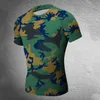 T-shirt attillata mimetica da caccia da uomo abbigliamento da palestra compressione camicia da combattimento tattica dell'esercito camo compressione fitness uomo abbigliamento sportivo all'aperto