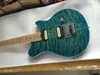 업그레이드 된 Edward Van Halen 늑대 음악가 Ernie Ball 축 파란색 녹색 Quilted Maple 탑 일렉트릭 기타 Floyd Rose 트레몰로 브리지 고품질