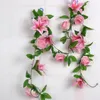 5pcs 2.4meter artificiell lilja ros blomma murgröna garland silke vinstockar grönska för bröllop hem dekorativa