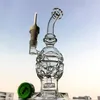 bong en verre de recycleur d'oeufs fabuleux avec capuchon en céramique de carburateur clou en céramique avec des plates-formes suisses Perc dab pomme de douche perc bong MFE014