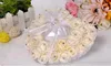 Love Heart White Crystal Pearl Bridal Ring Pillow Organza Satin Lace Bearer Flower Rose Pillows Bridal Supplies Pärled Wedding Fav7332933