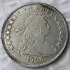 Monedas de Estados Unidos 1798, busto drapeado, latón Chapado en plata, moneda de copia con borde de letra de dólar, 218m