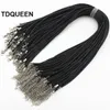 100 pieces Lot Wholesale 2mm Black Wax Leather Cord Necklace Rope 45cm Long Chain Lobster Clasp DIY Jewelry Findings & Components