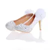 Weiße rote Damen High Heels Silber Strass Hochzeit Party Schuhe handgemachte Brautkleid Schuhe mit Applikationen Brautjungfer Schuhe