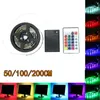 LED -remsa batterilåda ljus 5050 SMD 2m 1m 0,5 m flexibel RGB med 24 nycklar Controller Waterproof LED -tejp inomhus heminredning