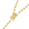 Hip Hop Schmuck Kristall Diamant Strass Gold gefüllt Jesus Stücke Anhänger Statement Halsketten Perlenkette für Herren Modeschmuck