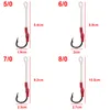50 stks 10827 Jig Assist Pishing Hooks Jigging Assist Aas Fishing Hook With PE Line Maat 1 / 0-10 / 0