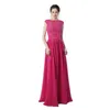 Jurk Long Party Vestido Festa Longo Noite Casamento Hot Pink Chiffon Prom Dress Goedkope Avondjurken gemaakt in China