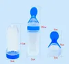 Baby Squeezing Feeding Spoon Silicone Training Scoop Rice Cereal Food Supplement Feeder Safe Table Medicin Extruderings Tools C024