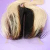 T1b/613 Lace Closure Brazilian Body Wave Ombre Blonde 4x4 Closure Human Hair Dark Root Medium Brown