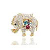 New Cute Elephant Animal Brooches Colorful Rhinestone Flowers Brooch for Women Girls Scarf Pin 18K Gold Plated Jewelry Wholesale