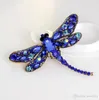 Vintage Full Rhinestone Dragonfly Brooches Pins Multicolors Crystal Animal Costume Pin Breastpin Party Dress Jewelry Birthday Gift