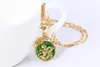 (167p) m.g.fam Chinois Ancient Mascot Pendentif Dragon Collier 24K Gold Plated Green Malaysian Jade avec chaîne de 45cm