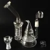 Hot Selling Hookahs Glass Pipes recycler and honeycomb perc two functions glass water pipes joint 14.5mm female bowl oil rigs galss bongs