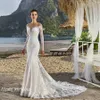 2019 Sexy Back Mermaid Wedding Dress Summer Beach Boho Applique Lace Long Sleeves Bridal Gown Plus Size Custom Made Vestido De noiva