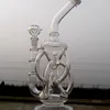 Oil Rigs Recycler water pipe High quality HourGlass bong Hybrid Two function Hand make glass art built in claim catchers joint 14.4mm