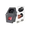 Einlassmodul 3 Pin männlicher Stromanschluss -Stecker mit Sicherungsschaltern IEC320 C14 Rot/ Grün für industrielle Kontrollle