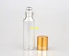 100st / mycket snabb frakt 10 ml Klar glasrulle på eteriska oljor Parfymflaskor med rostfritt stål rullbollflaska