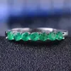 100% natuurlijke edelsteenring Solid 925 Sterling zilveren smaragdgroene ring 7 stks 2.5mm ronde natuurlijke smaragdd edelstenen ring eenvoudig ontwerp