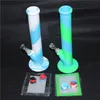 Silicone Bongs Water Pipe Oil Rigs hookah 14" Height 14.4MM Joint with glass downstem bowl silicon mats 5ml silico jars