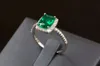 Vecalon Marca Feminina Almofada Corte 3ct 5A Zircon Verde Cz Sterling Sier Anel de Noivado de Casamento para Mulheres