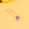 10st Rose Rhinestone U Shaped Hairpins Clear Crystal Headpieces Wedding Bridal Hair Prom Pins Multi Color