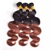 Couleur ombre 1B 33 Poules de cheveux humains avec fermeture en dentelle 4pcs Lot Root Dark Brown 3bundles avec fermeture pour la femme noire3424003