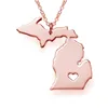 Michigan Map Stainless Steel Pendant Necklace with Love Heart USA State MI Geography Map Necklaces Jewelry for Women and Men