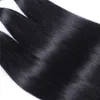 Brasilianische geradlinige Haarbündel Unverarbeitete menschliche Haare Gewebe mit 4 * 4 Schließung natürliche schwarze Farbe kann gebleichte Haarverlängerungen gefärbt werden