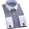 Hela Camisa randig 2017 Mens Luxury French Cuff Solid Color Dress Shirts toppade kragen långärmad Slim Fit Casual Shirt MA304D