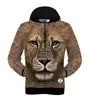 Hot Sale Winter Autumn New 3D Animal Hamster Lion Grey Cat Leopard Headset Wolf Printed Men's Long Sleeve Cotton Zip Up Hoodies Sweatshirt