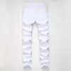 New Fashion Men Ripped Designer Jeans Pants Slim Fit Knee Zipper casual pants Men Club Wear Bright Color Denim Jogger Do the old hole torn