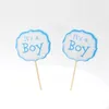 Groothandel-roze meisje en blauwe jongen partij cake toppers decoratie voor kinderen verjaardagsfeestje gunsten baby shower decoratie benodigdheden