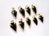 Black Obsidian Arrowhead Arrow Pendant Charms with Gold Plated Edges Bail Black Arrowheads Agate Druzy Quartz Pendant SD48311214657