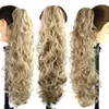 Whole25inch65CM 220g Femmes Longue Vague Bouclés Style Cheveux Queue De Cheval Griffe Queue De Cheval Clip Sur Extensions De Cheveux Synthétiques Postiche1352726