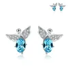 Mode 100% 925 Silverörringar älskar romantik Infinity Swarovski Crystal Earring Women Party Present Lover's Infinite Valentine's Day Jewelry
