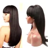 Volle Spitze Gerade Perücken mit Pony Echthaarperücken für schwarze Frauen Keine Lace Front Perücken Brasilianisches Reines Haar Glueless Machine Made Perücke Greatremy