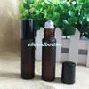 WHOLESALE new Acid Etch Amber 10ml ROLL ON GLASS BOTTLES with Steel Metal Roller ball And Black Cap Hot Sale in USA AU UK Canada