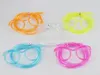 200 pcs/lot expédition rapide drôle lunettes paille Unique Flexible Tube à boire enfants fête accessoires en plastique pailles à boire