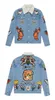 Damenjacken Großhandel - Frauen Tiger Schmetterling Blume Vogel Tiermuster Stickerei Jeansjacke Umlegekragen Mantel Outwear1