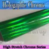 Зеленая голографическая виниловая пленка для цельной обертывания, покрываемое с воздушным пузырьком без радужной хромированной хромированной фольги 1,52x20 м/рулон 5x67ft