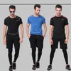 3 Unids / set Mens Deportes Trajes Corriendo Ropa Para Hombres Medias de Compresión Cortas Gym Fitness Camiseta Pantalones Cortos Sistemas de Secado rápido