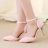 Mulheres sandálias de verão apontou toe strass pérola sapatos de festa de casamento lindos sapatos de noiva com tiras de tornozelo branco vermelho e pink311s