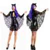 Unieke Zwarte Vrouwen Bat Cosplay Kostuum Fancy Dress With Wings Halloween Party Outfit Carnaval Sexy Vampier Kostuum