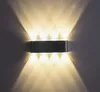 Wall Lamps Modern Pure White 18W High Power 6 LED Up Down Wall Lamp Spot Light Sconce Lighting Convex Mirror Decor