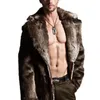 Groothandel- Mode Winter Mannen Jassen Faux Bont Lange Jassen Mannen Jas Lange Mouwen Turn-Down Collar Coat Plus Size Heren Uitloper Longcoat1