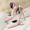 Bowtie Silk Satin Bigtree Schuhe Frau rosa rot High Heels Mary Janes Hochzeitsschuhe italienische Euro spitze Sommersandalen Frauen sexy Pumps